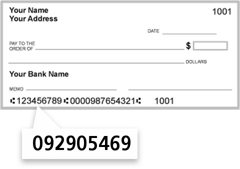 092905469 routing number on Beartooth Bank check