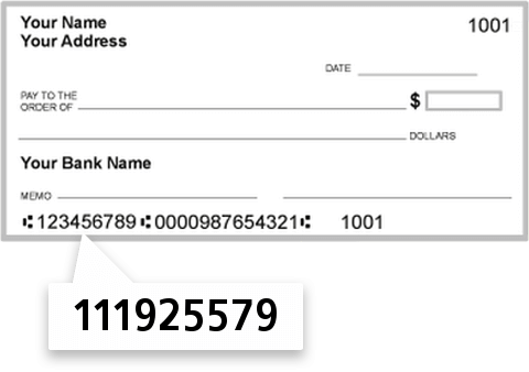 111925579 routing number on The Community Bank check