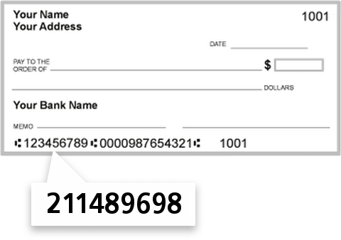 211489698 routing number on Service Credit Union check