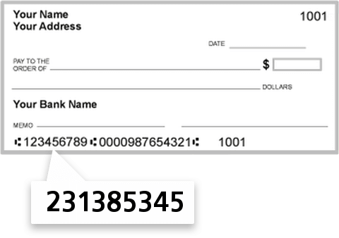 231385345 routing number on Bellco FCU check