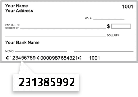 231385992 routing number on Spojnia Credit Union check