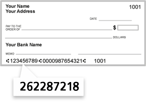 262287218 routing number on First Community Bank of Cullman check