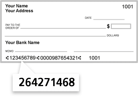 264271468 routing number on Volunteer FED S & L Assn check