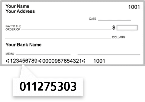 011275303 routing number on Gorham Savings Bank check