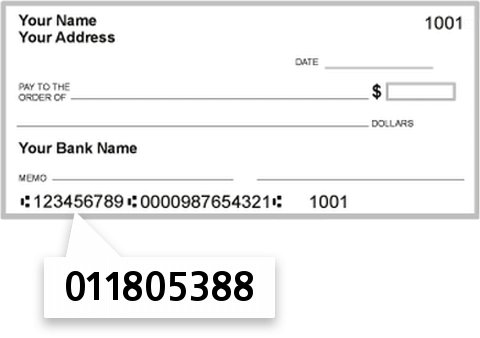 011805388 routing number on Adams Community Bank check