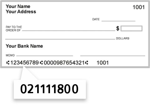 021111800 routing number on Webster Bank check