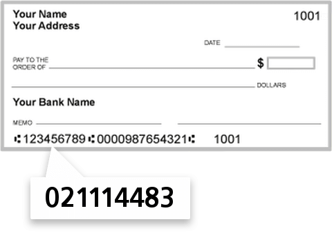 021114483 routing number on Bankwell Bank check