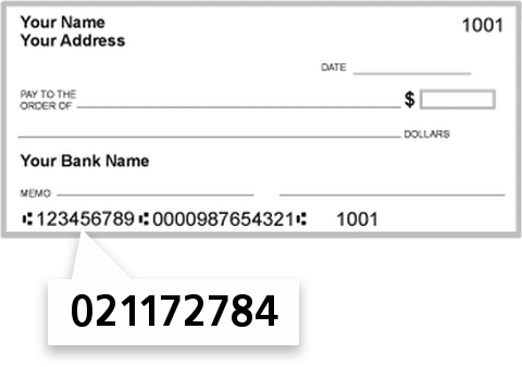021172784 routing number on Fieldpoint Private Bank & Trust check