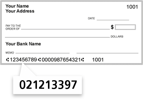 021213397 routing number on Sterling National Bank check