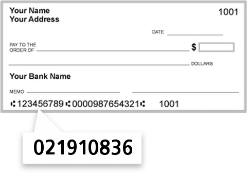 021910836 routing number on Mahopac National Bank check