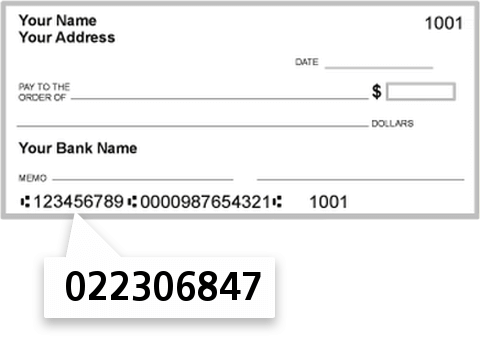 022306847 routing number on Bank of Cattaraugus check