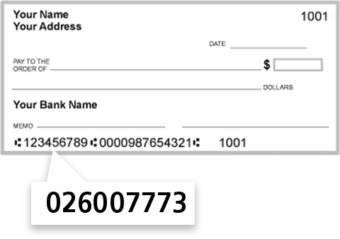 026007773 routing number on Sterling National Bank check