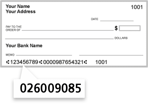 026009085 routing number on Mega International Commercial BK check