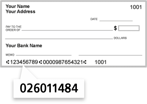 026011484 routing number on Amerasia Bank check