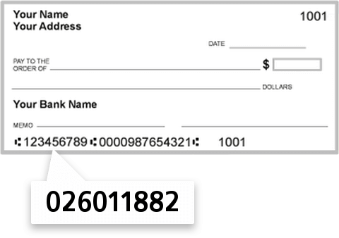 026011882 routing number on Citibank NA check