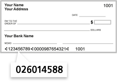 026014588 routing number on Bankunited National Association check