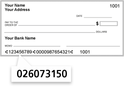 026073150 routing number on Community Federal Savings Bank check