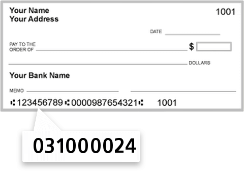 031000024 routing number on Wells Fargo Bank check