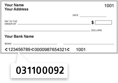 031100092 routing number on M & T Bank check