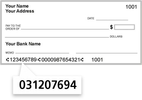 031207694 routing number on Crown Bank check