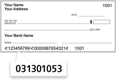 031301053 routing number on First National Bank of Pennsylvania check