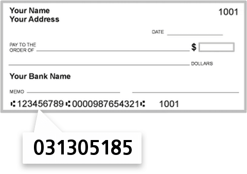 031305185 routing number on 1ST Liberty B & T DIV of Comm BK NA check