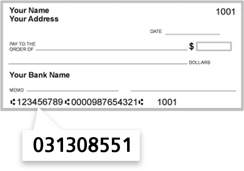 031308551 routing number on The Dime Bank check