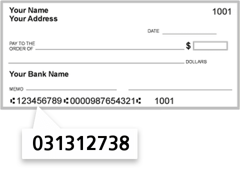 031312738 routing number on Pncbank NA check