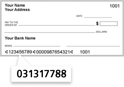 031317788 routing number on Community State Bank check