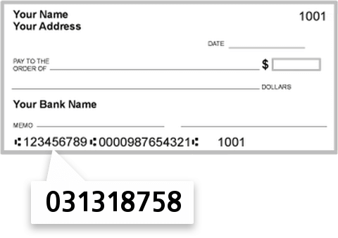 031318758 routing number on First Priority Bank check