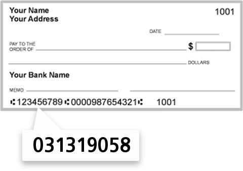 031319058 routing number on Woodforest National BK check