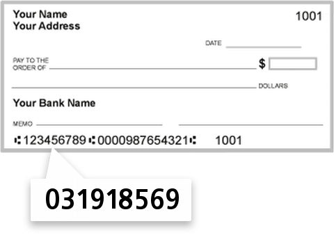 031918569 routing number on Stonebridge Bank check