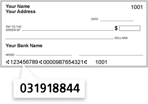 031918844 routing number on Wilmington Savings Fund Society FSB check