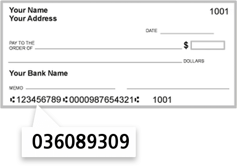 036089309 routing number on Wayland Temple Baptist FCU check