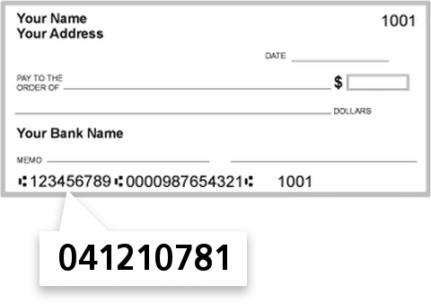 041210781 routing number on Civista Bank check