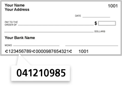 041210985 routing number on First Financial Bank check