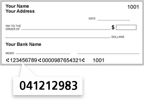 041212983 routing number on Citizens NTL BK Bluffton check