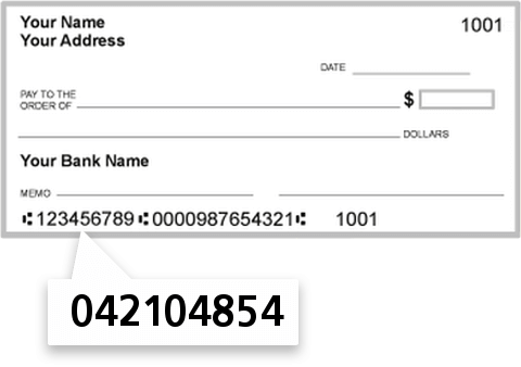 042104854 routing number on Cumberland Security Bank check