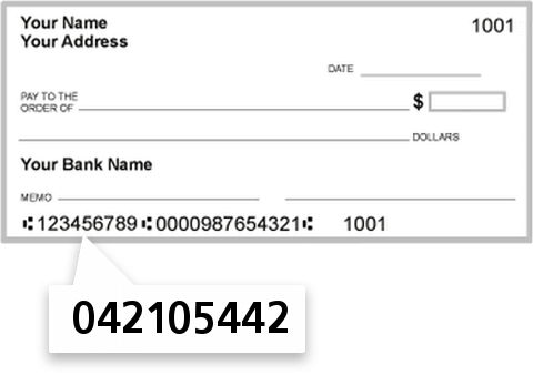 042105442 routing number on First National Bank check