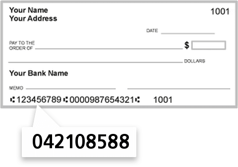 042108588 routing number on First Commonwealth Bank check