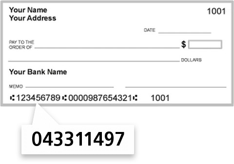 043311497 routing number on Nextier Bank NA check