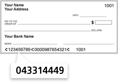 043314449 routing number on S & T Bank check