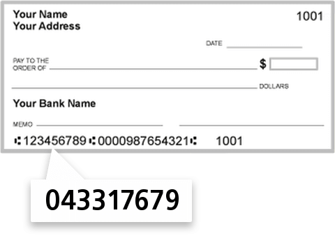 043317679 routing number on First National Bank of Pennsylvania check