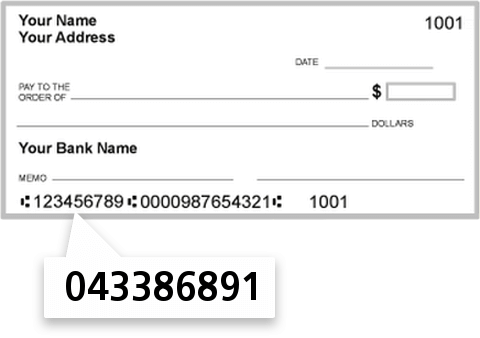 043386891 routing number on Pata FCU check