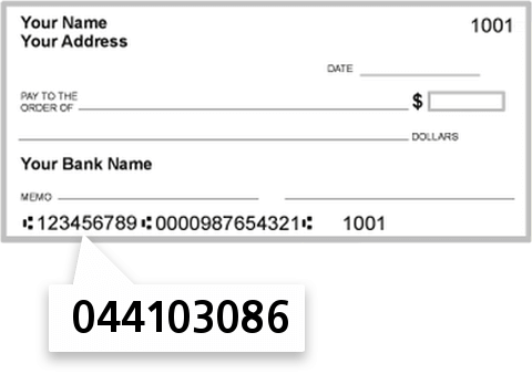 044103086 routing number on First Commonwealth Bank check