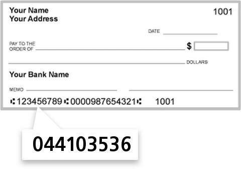 044103536 routing number on Civista Bank check