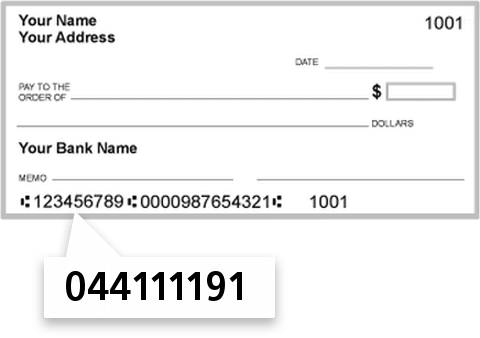 044111191 routing number on Civista Bank check