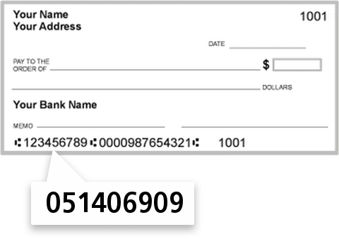 051406909 routing number on Essex Bank check