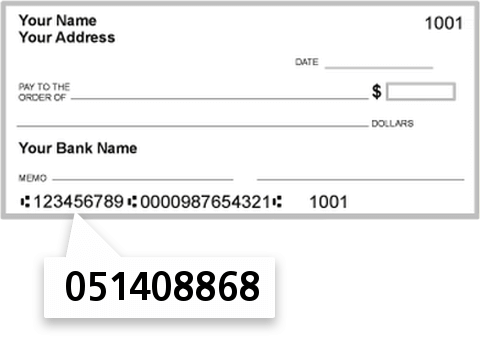 051408868 routing number on Virginia National Bank check