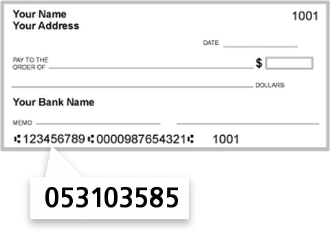 053103585 routing number on The Fidelity Bank check